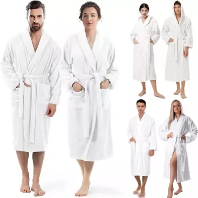 100%Cotton Mens & Ladies Bathrobe Thick Towelling Bath Robe Womens Dressing Gown • £15.99