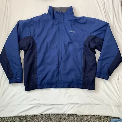 Cabelas Jacket Mens 2XL Tall Blue Fleece Lined Full Zip Long Sleeve Zip Pockets • $38