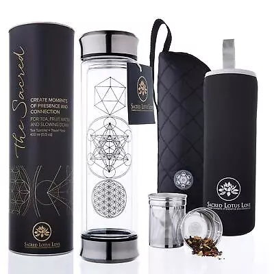 Double-Walled Glass Tea Infuser Bottle - Portable Travel Mug With Strainer An... • $52.71