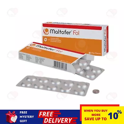 Original MALTOFER FOL CHEWABLE TABLETS 30'S  For Iron Deficiency Free Ship • $40.25