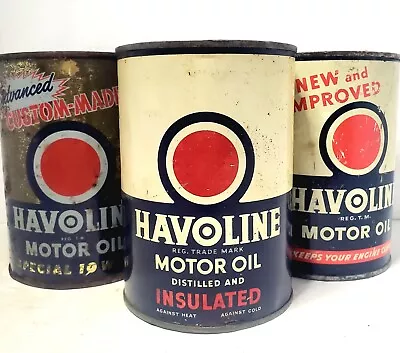 Lot Of 3 Different Vintage Havoline Motor Oil Cans • $75