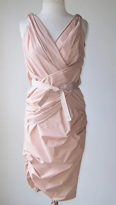 VIONNET Blush Cotton Draped Ruched Belted Dress 40 4  • $899.99