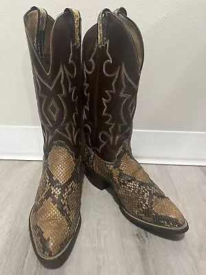 Vintage Hondo Men’s Snakeskin Western/ Cowboy Boots Size 9 • $110