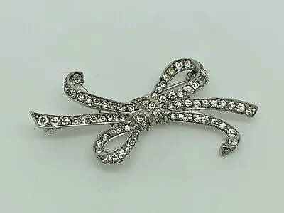 £39.99 • Buy Vintage Art Deco SCP Ciro Sterling Silver Diamond PASTE Bow Brooch