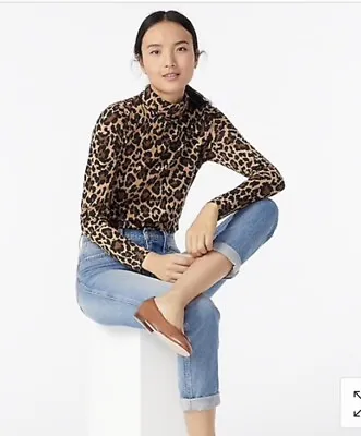 J CREW Leopard Tissue Turtleneck Long Sleeve Tee XS NWT • $15