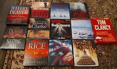 Lot Of 14~Audio Books CDs~Mystery~Suspense~Action+ Clancy~Flynn~Deaver~Griffin+ • $24