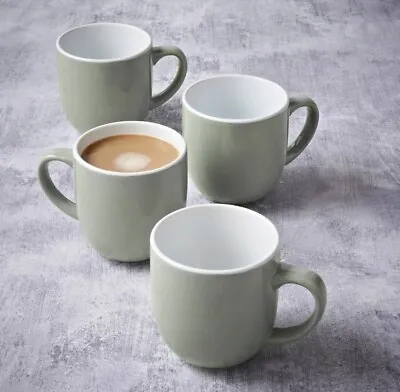 Set Of 4 Sage Gloss Effect Tea Coffee Mugs Cups Kitchenware Mug Premium Quality • £13.95