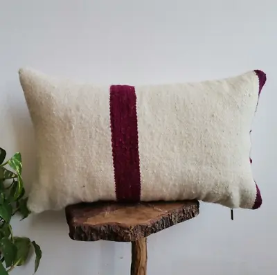 Moroccan Handmade Kilim Pillow White Cushion Cover Throw Pillow Case Sofa Boho • $59