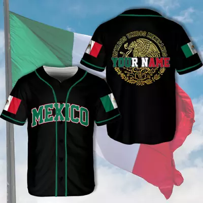 Personalization Mexico Mexican Eagle 3D BASEBALL JERSEY SHIRT All Over Print • $27.54