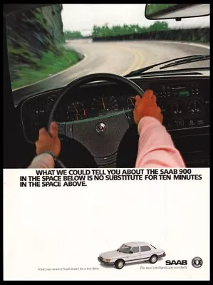 1986 Saab 900 White- Car Photo Print Ad-Vintage Man CaveGarage Decor • $7.96