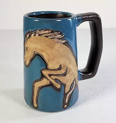 Mara Stoneware Mexico Coffee Mug Cup Wild Horses Bronco Blue 16 Oz. Like Nu • $17.99