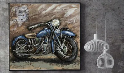 Awesome New Shabby Chic Home Garage Decorative 3D Art Motorcycle Wall Painting • $199.50