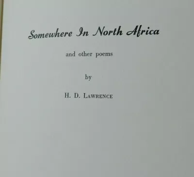 Somewhere In North Africa And Other Poems H.D. Lawrence World War 2 WW2 Book HC • $12.99