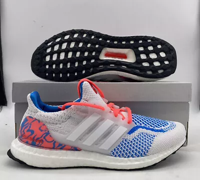 Adidas UltraBoost 5.0 DNA White Turbo Blue Crimson Sneakers GZ1539 Mens Size • $89.97