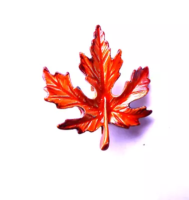 Vintage Signed Gerry's Maple Leaf Branch Jewelry Pin Brooch Orange Small Retro • $8.29