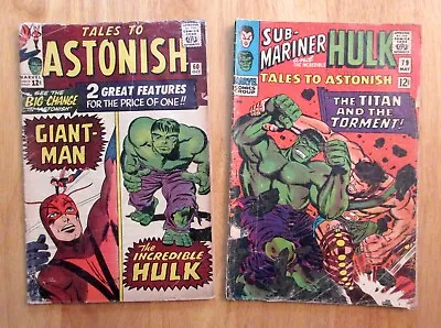 $31.95 • Buy Lot Of *2* TALES TO ASTONISH: #60 **1st Hulk In Series!** + 79 **Subby!** (VG-)