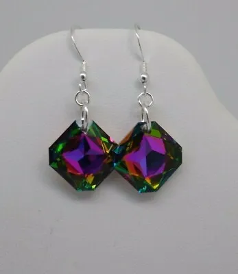 M/w Sterling Silver Swarovski Crystal Vitrail Medium Rhombus Earrings; Leverback • $25