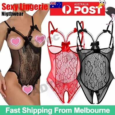 $9.95 • Buy Women Lace Sexy Lingerie Open Crotchless Underwear G-String Nightwear Plus Size