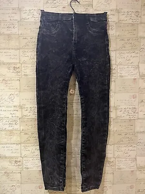 PULL&BEAR Black Acid Wash Jeans Size 8 Excellent Condition  • £6.99