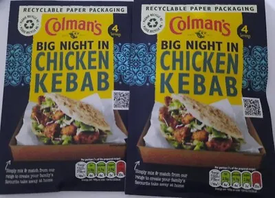 2 X Colman's Chicken Kebab Seasoning Mix 30g BB May 2025 • £3.49