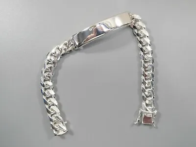 8.5 Inch Real 925 Sterling Silver Heavy Solid Cuban Men Id Bracelet • $175