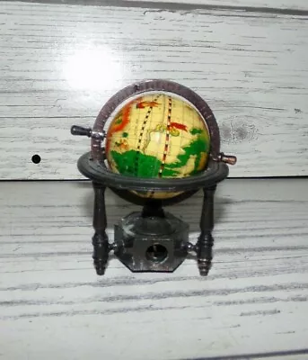 Vintage DIE-CAST Miniature WORLD GLOBE Pencil SHARPENER 3  High • $7