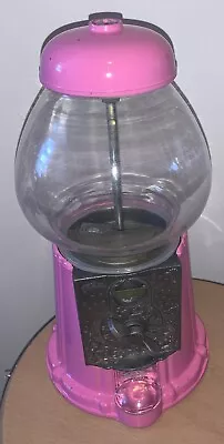 Vintage 12  PINK Bubble Gum Candy Dispenser Caresoul Coin Bank Glass/Metal • $37.95