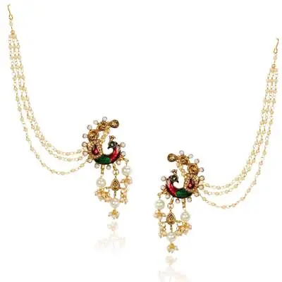 $27.39 • Buy Indian Traditional Gold Plated Peacock Design Pearl Earrings For Women