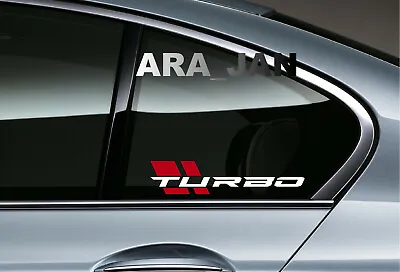 TURBO Decal Sticker Sport Car Racing Stripe Window Emblem Logo Motorsport PAIR • $19.51