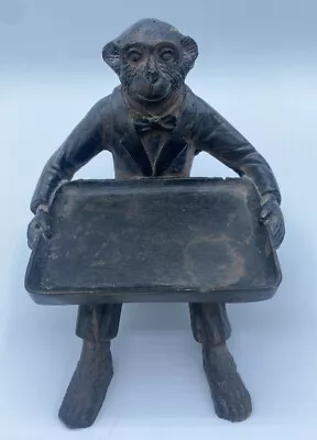 Monkey Butler Tray Business Card Trinket Holder Resin Faux Cast Iron Vintage • $35