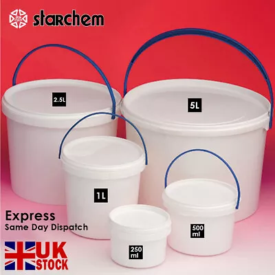 Plastic Buckets Tubs Paint Kettle W/ Lids + Handle For Paint Craft Container Pot • £6.99