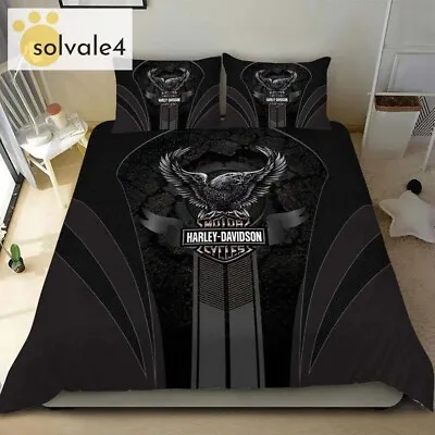 3D Printed Harley-Davidson Bedding Set With Eagle And Motorcycles Duvet Cover #1 • $74.99