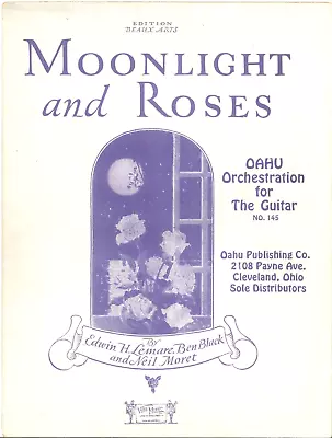Moonlight And Roses Sheet Music Hawaiian Guitar 1931 Lemare Black Moret Oahu • $13.50