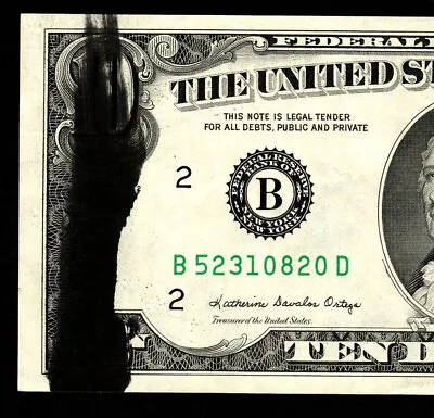 1985 $10 Federal Reserve Note New York Green Major Dark Ink Smear Error Unc • $156