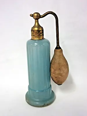 Vintage Blue Perfume Bottle With Atomizer And Bulb • $12.95