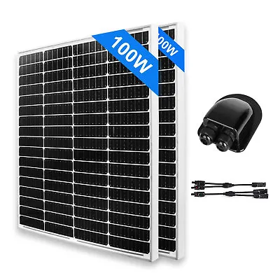 200W Solar Panel (2x100W) Kit Off-Grid System 12V Mono Solar Panel For Boat Shed • £139.99