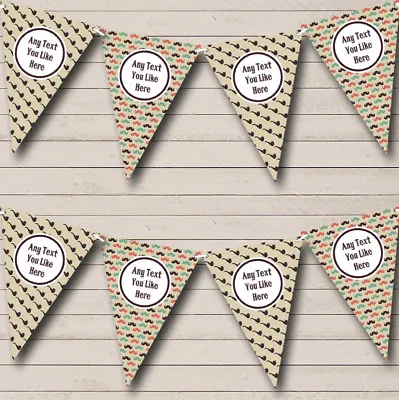 Party Banner Bunting Vintage Retro Pipes And Moustache Personalised Retirement • $10.57