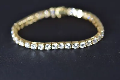 Vintage 14 Karat Yellow Gold 11 Carat Natural Diamond Tennis Bracelet • $7000