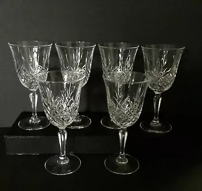 Set Of 6 Vintage Crystal Pineapple Cut 6.5” Cocktail Wine Glasses - Vintage Bar • $30
