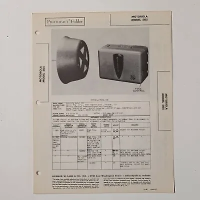 Sams Photofact Service Manual 4-37 Motorola Radio 505 • $2.99