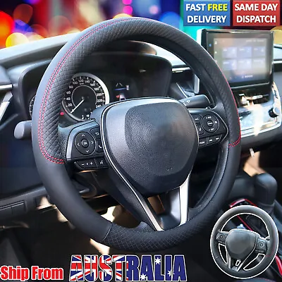 Breathable Car Steering Wheel Black Cover PU Leather Anti-slip Interiors 15'' AU • $24.29