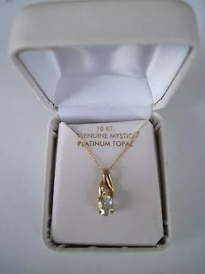 Beautiful 10kt Yellow Gold & Genuine Mystic Platinum Topaz Necklace • $59.95