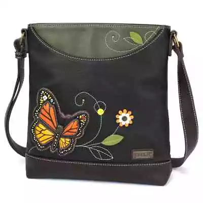 New Chala Monarch Butterfly Sweet Messenger Crossbody Purse Faux Leather Black • $62