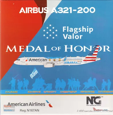 NGM13039 1:400 NG Model American Airlines Airbus A321-200 Reg #N167AN 'Medal Of • $58.89