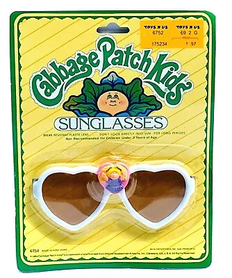 $24 • Buy Vintage CPK Cabbage Patch Kids Children's Heart Sunglasses 1984 White & Pink NOS