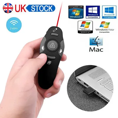For PC Power Point Presentation Remote Wireless Presenter Laser Pointer Clicker • £8.29