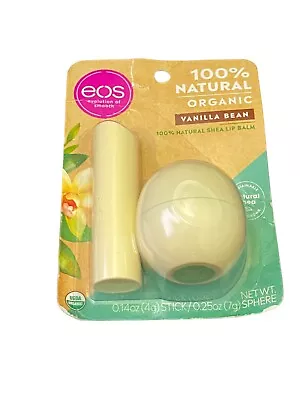 Eos 100% Natural Shea Lip Balm Stick/Sphere Combo Vanilla Bean 2 Ct 0.25 Oz • $9.45