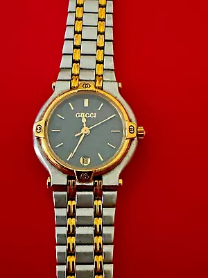 Gucci Watch 9000L 23mm Women's Two Tone With Black Face VINTAGE Original Owner • $87.99