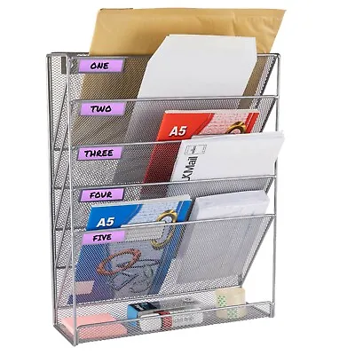 £18.50 • Buy Magazine Rack Document File Holder Literature Storage Wall Mounted Metal Silver