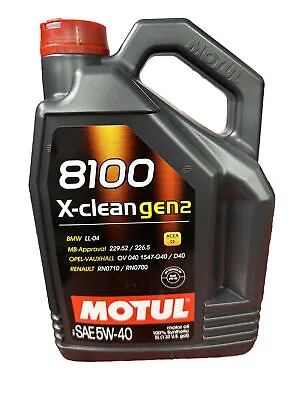 MOTUL 8100 X-CLEAN GEN2 5W-40 5 LITER BOTTLE  100% Synthetic 109762 • $39.99